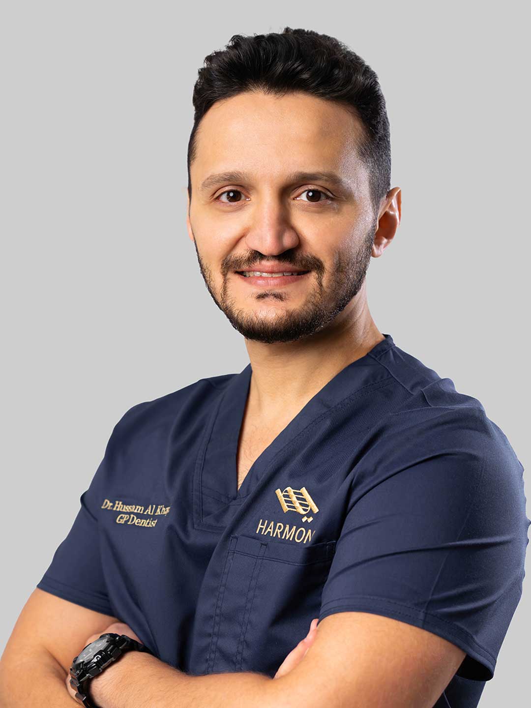 Portrait of Dr. Hussam Al-Khayat - General Dentist with MSc. In Endodontics at Harmony Medical Center in MBZ, Abu Dhabi