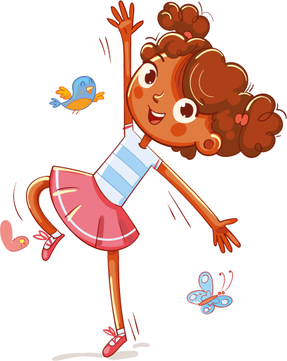 Cartoon image of a happy girl smiling.